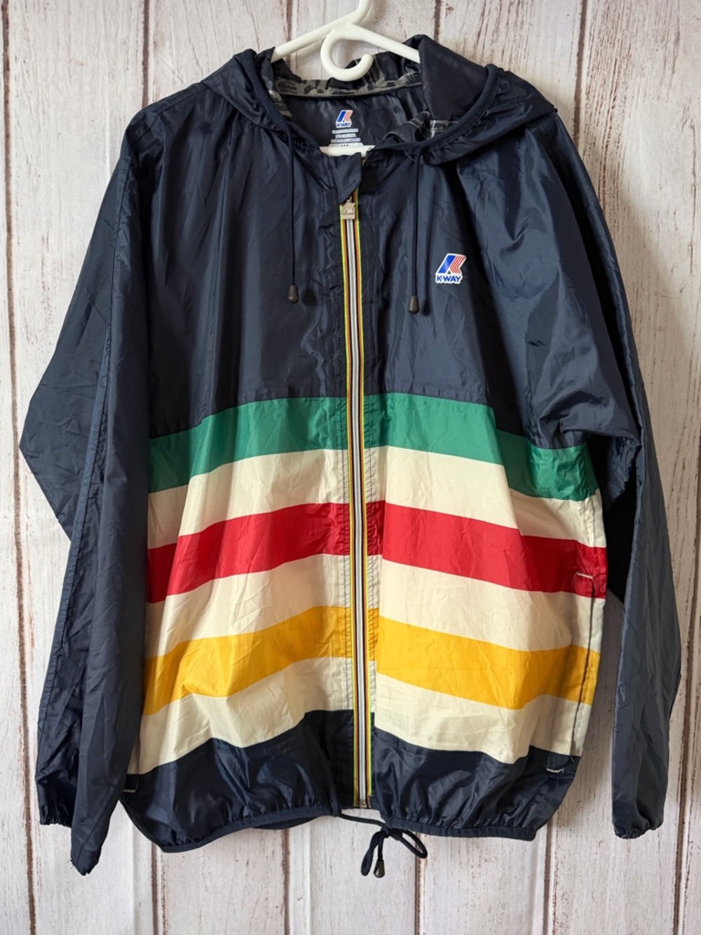 K-Way x Hudson's Bay Company Limited Edition Striped Windbreaker Jacket Size XL - Picture 2 of 10